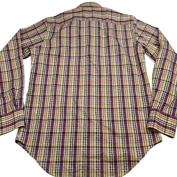 Robert Graham Exclusive Mens S Shirt Flip Cuff Dress Purple Pastel Plaid - Picture 3 of 12